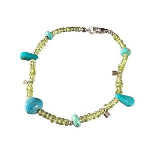 Peridot & Turquoise Gemstone Bracelet 7.5”